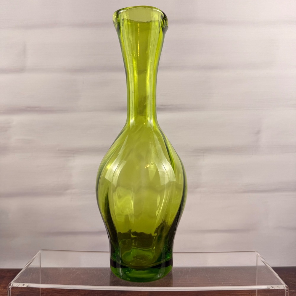 Blenko 64D Olive Green Glass Vase Joel Myers Mid Century